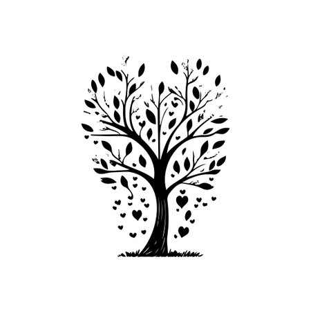 Tree Icon hand draw black colour world kindness day logo vector element and symbolのイラスト素材