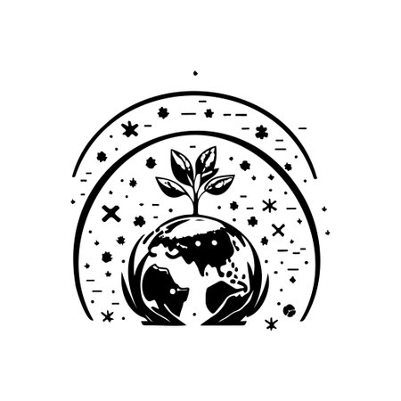 Planet cancer Icon hand draw black colour world cancer day logo vector element and symbolのイラスト素材