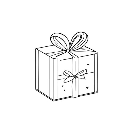 Gift box Icon hand draw black colour valentine logo vector element and symbolのイラスト素材