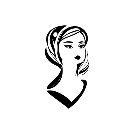 Girls Icon hand draw black colour woman day logo vector element and symbolのイラスト素材