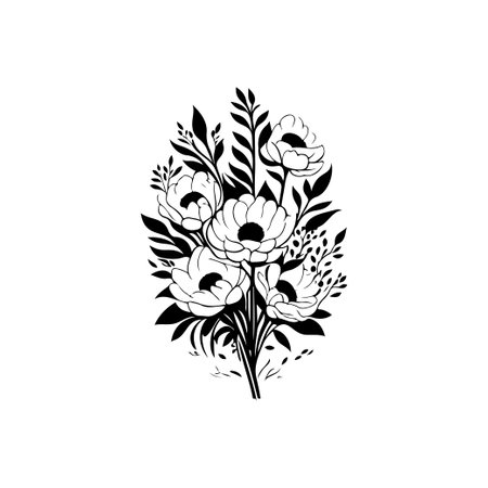 Flower Icon hand draw black colour woman day logo vector element and symbolのイラスト素材