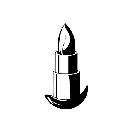 Lipstick Icon hand draw black colour woman day logo vector element and symbolのイラスト素材