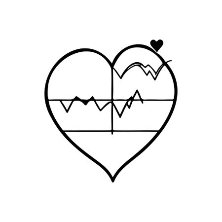 Heartbeat love Icon hand draw black colour world health logo vector element and symbolのイラスト素材
