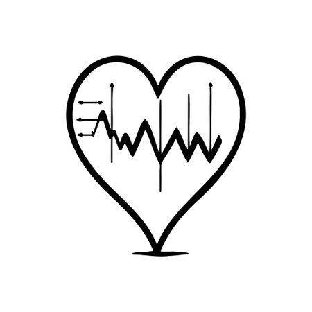 Heartbeat love Icon hand draw black colour world health logo vector element and symbolのイラスト素材