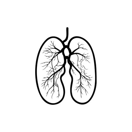 Lungs Icon hand draw black colour world health logo vector element and symbolのイラスト素材