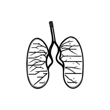 Lungs Icon hand draw black colour world health logo vector element and symbolのイラスト素材
