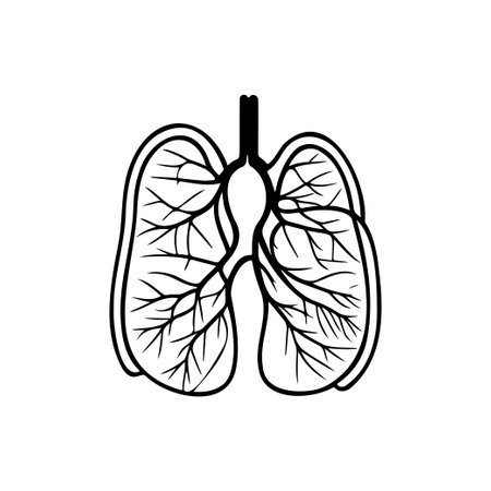 Lungs Icon hand draw black colour world health logo vector element and symbolのイラスト素材