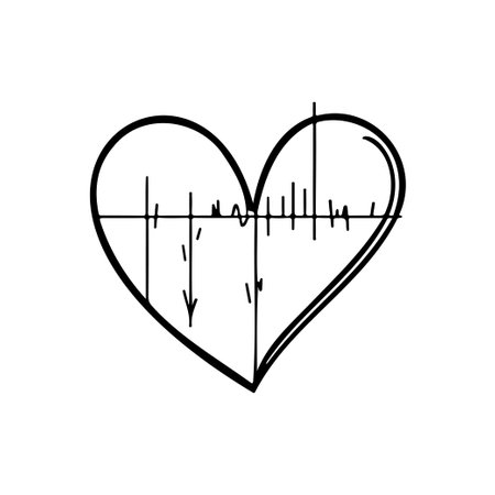 Heartbeat love Icon hand draw black colour world health logo vector element and symbolのイラスト素材