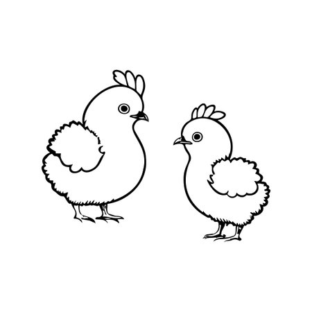 Chicken Icon hand draw black colour easter monday logo vector element and symbolのイラスト素材
