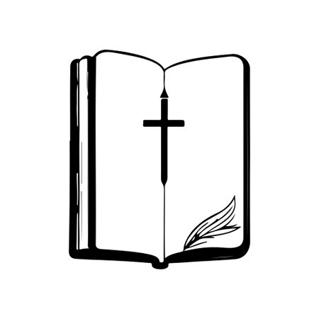 Book bible Icon hand draw black colour easter sunday logo vector element and symbolのイラスト素材