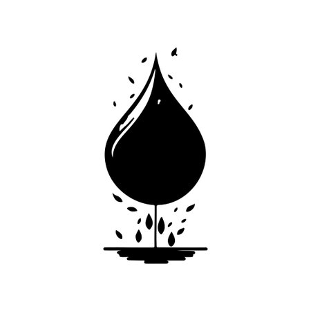 Water plant Icon hand draw black colour Earth day logo vector element and symbolのイラスト素材