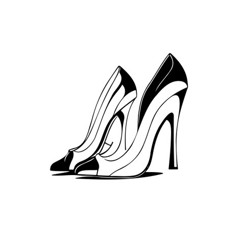High heels Icon hand draw black colour mother day logo vector element and symbolのイラスト素材
