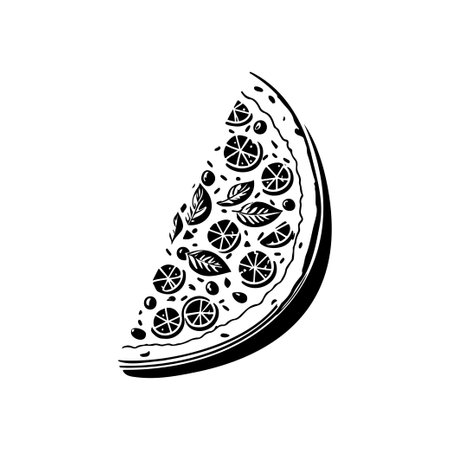 Pizza Icon hand draw black colour hamburger day logo vector element and symbolのイラスト素材