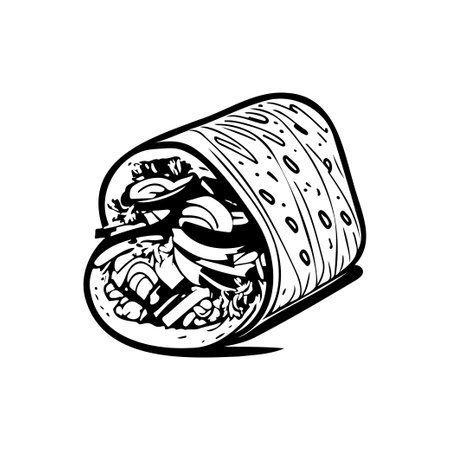 Kebab Icon hand draw black colour hamburger day logo vector element and symbolのイラスト素材