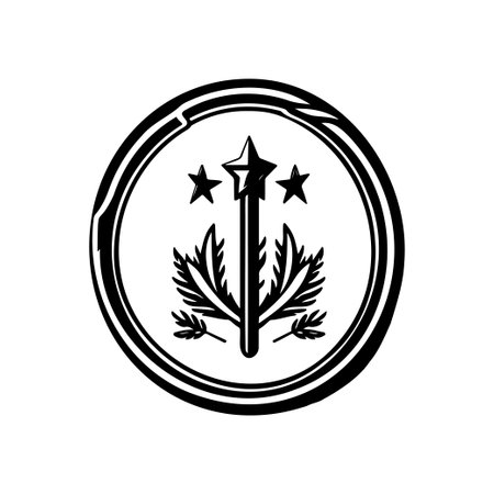 Badge Icon hand draw black colour memorial day logo vector element and symbolのイラスト素材