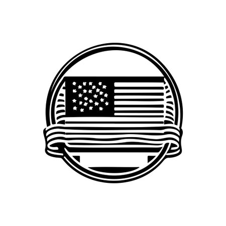 Badge Icon hand draw black colour memorial day logo vector element and symbolのイラスト素材