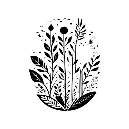 Flower floral Icon hand draw black colour World Environment Day logo vector element and symbolのイラスト素材