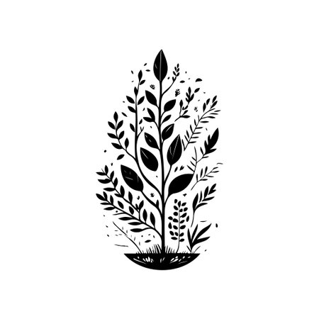 Flower growth Icon hand draw black colour World Environment Day logo vector element and symbolのイラスト素材