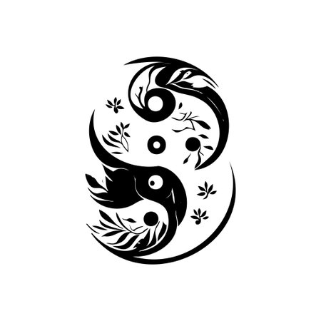 Yin yang Icon hand draw black colour international yoga day logo vector element and symbolのイラスト素材
