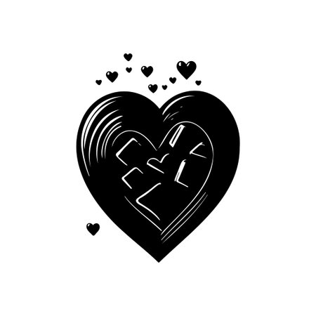 Chocolate love Icon hand draw black colour chocolate day logo vector element and symbolのイラスト素材