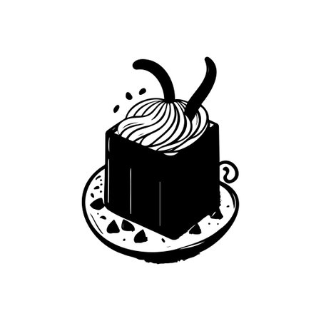 Cake Icon hand draw black colour chocolate day logo vector element and symbolのイラスト素材