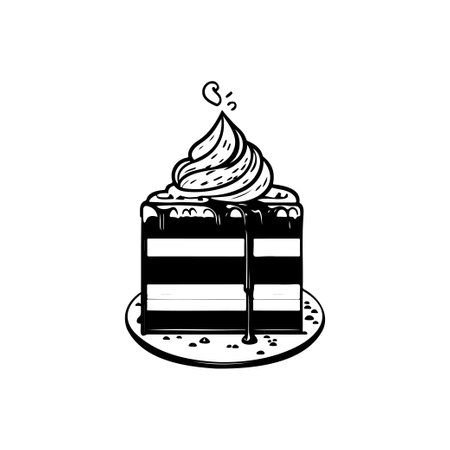 Cake birthday Icon hand draw black colour chocolate day logo vector element and symbolのイラスト素材