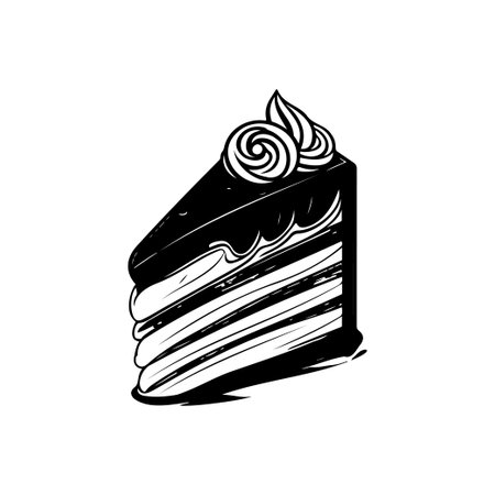 Cake birthday Icon hand draw black colour chocolate day logo vector element and symbolのイラスト素材