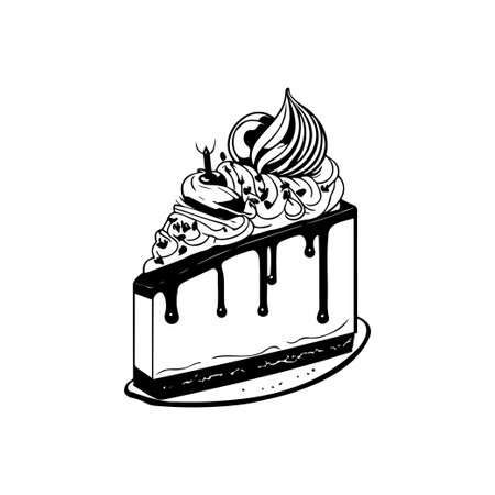 Cake birthday Icon hand draw black colour chocolate day logo vector element and symbol
