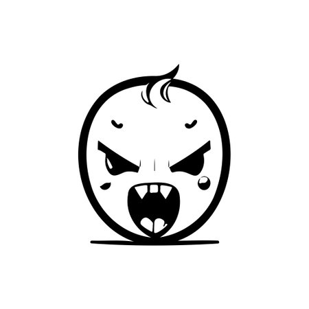 Angry Icon hand draw black colour emoji logo vector element and symbolのイラスト素材