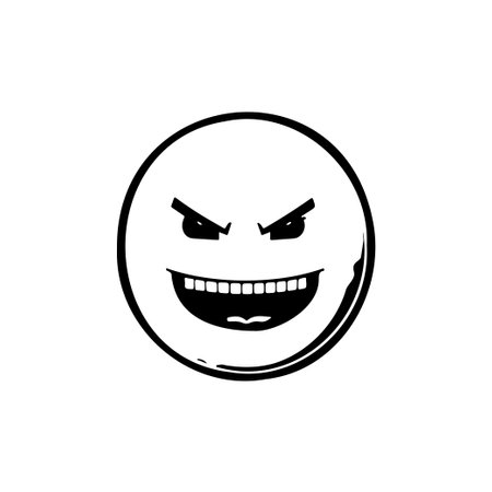 Angry Icon hand draw black colour emoji logo vector element and symbolのイラスト素材