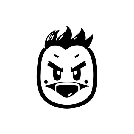 Angry Icon hand draw black colour emoji logo vector element and symbolのイラスト素材