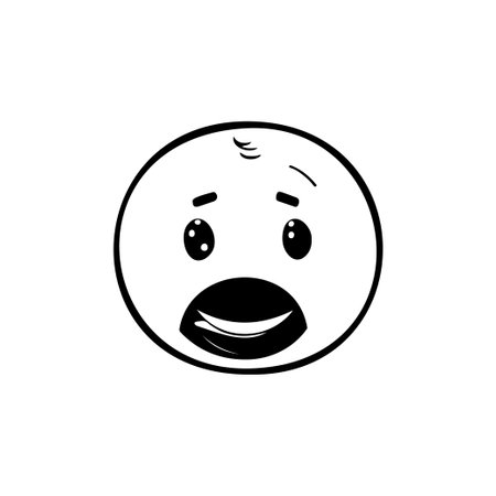 Bored Icon hand draw black colour emoji logo vector element and symbolのイラスト素材