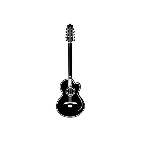 Guitar Icon hand draw black colour youth day logo vector element and symbolのイラスト素材