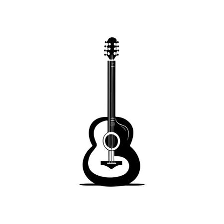 Guitar Icon hand draw black colour youth day logo vector element and symbolのイラスト素材