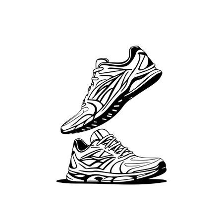 Shoes Icon hand draw black colour youth day logo vector element and symbolのイラスト素材