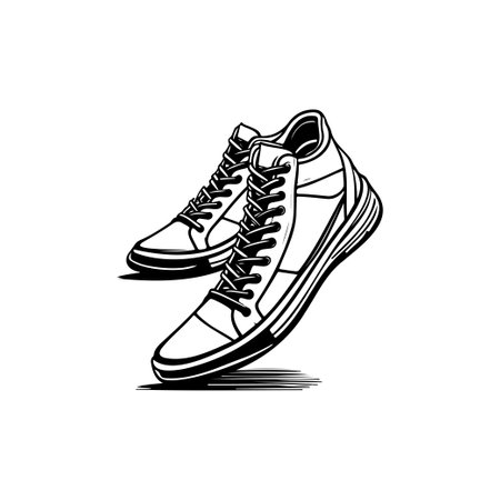 Shoes Icon hand draw black colour youth day logo vector element and symbolのイラスト素材