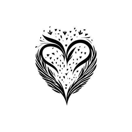 Love wing Icon hand draw black colour world humanitarian day logo vector element and symbolのイラスト素材
