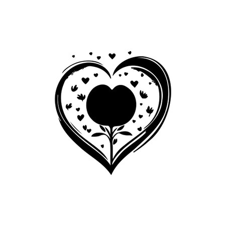 Hearth world Icon hand draw black colour world humanitarian day logo vector element and symbolのイラスト素材