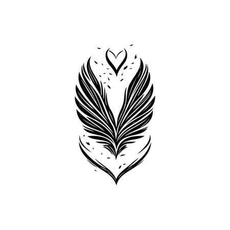 Love wing Icon hand draw black colour world humanitarian day logo vector element and symbolのイラスト素材
