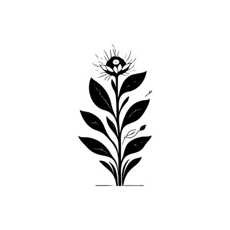 Plant growth Icon hand draw black colour charity day logo vector element and symbolのイラスト素材