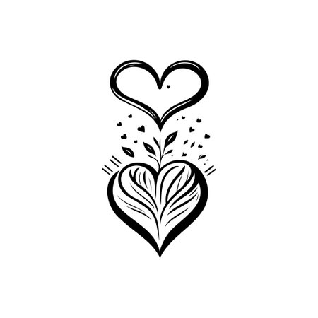 Love Icon hand draw black colour charity day logo vector element and symbolのイラスト素材