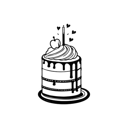 Cake birthday Icon hand draw black colour national Pancake logo vector element and symbolのイラスト素材