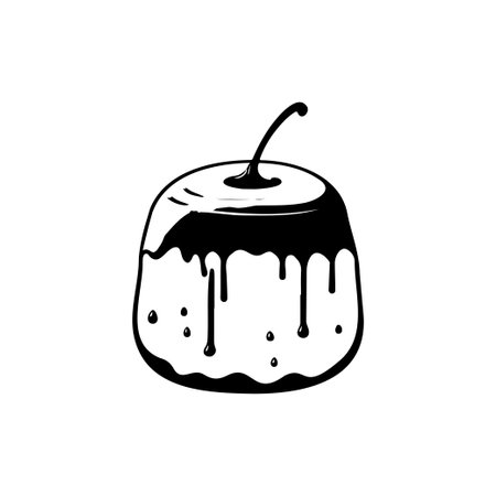 Pudding Icon hand draw black colour national Pancake logo vector element and symbolのイラスト素材