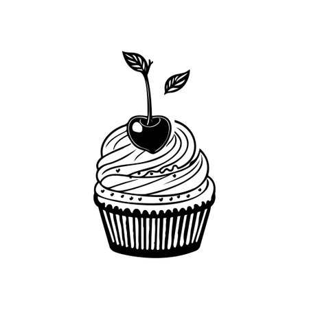 Cup cake Icon hand draw black colour national Pancake logo vector element and symbolのイラスト素材