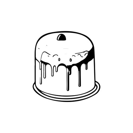 Pudding Icon hand draw black colour national Pancake logo vector element and symbol