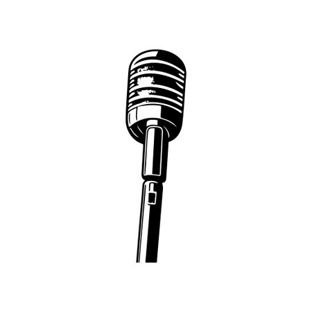 Microphone Icon hand draw black colour podcast logo vector element and symbolのイラスト素材
