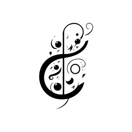 Eighth note Icon hand draw black colour podcast logo vector element and symbolのイラスト素材