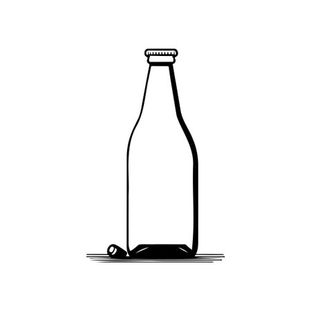 Beer bottle Icon hand draw black colour oktoberfest day logo vector element and symbolのイラスト素材