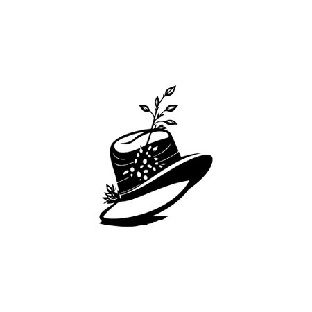 Hat Icon hand draw black colour oktoberfest day logo vector element and symbolのイラスト素材