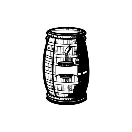 Barrel Icon hand draw black colour oktoberfest day logo vector element and symbolのイラスト素材